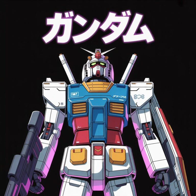 Digital illustration of a Gundam RX-78-2 design for T-shirt printing